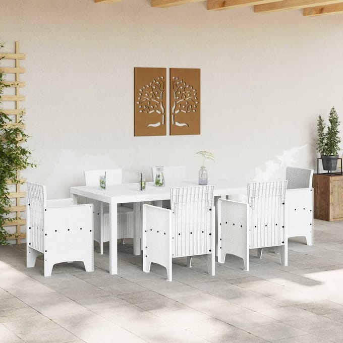 vidaXL Tuinstafel Wit 200 x 100 x 73 cm poly rattan