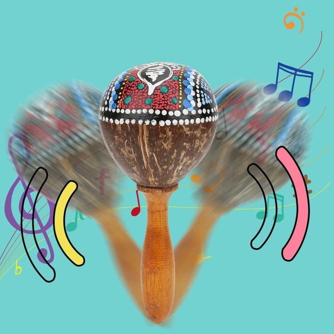 Zandslag Kokosschaal Kunst Draagbaar Handheld Speelgoed Muziekinstrument Accessoires Kokosschaal en brown
