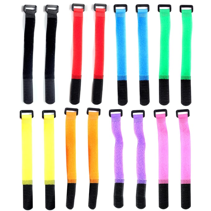 16pcs Supports de Canne à Pêche Câble de Fixation Crochet Réglable Sangles de Canne à Pêche à Crochet et Boucle multicolore