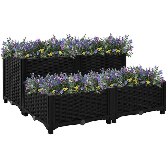 vidaXL - Plantenbak - verhoogd - 80x80x38 - cm - polypropyleen