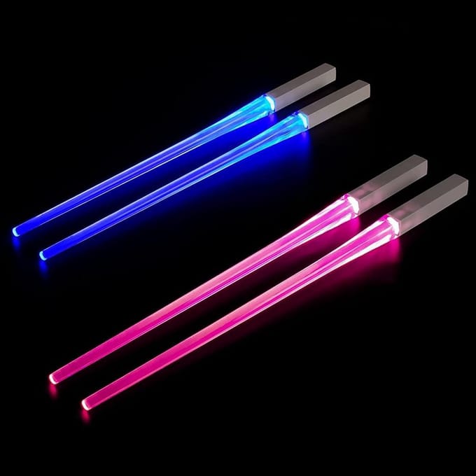 2 Paar Oplichtende Eetstokjes LED Lichtgevend Keuken Diner Feest Cadeau