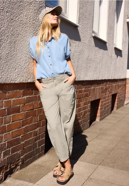 Mid Waist barrel leg hose in Loose Fit