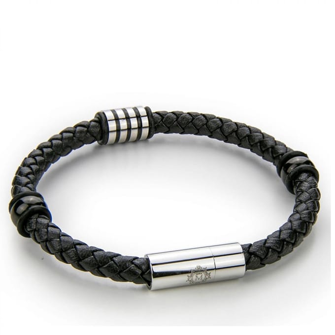 Monomen Men's Genuine Nappa Leather Bracelet MM10828SB
