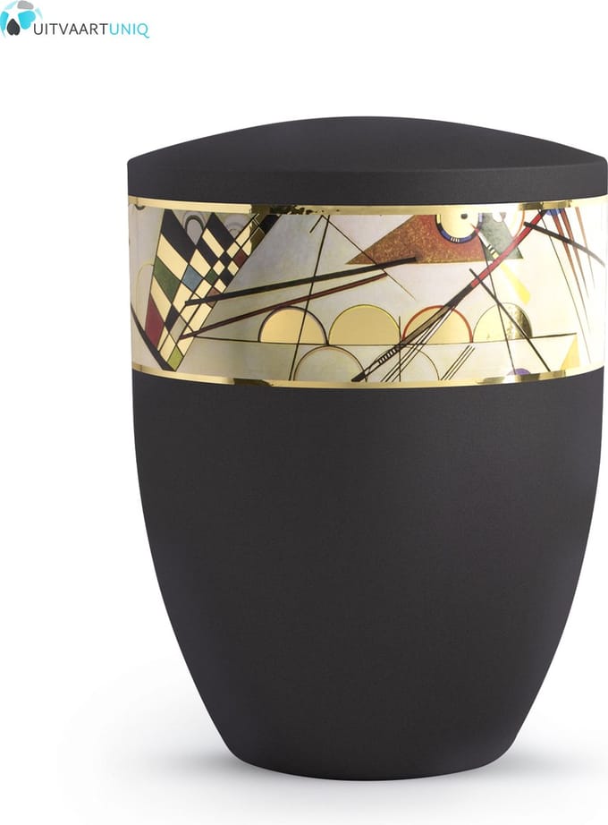 Urn modern lijnenspel zwart - bio