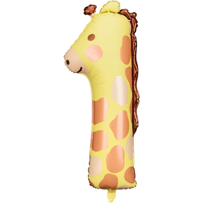 Partydeco - Folieballon cijfer 1 - giraf - 64 x 87 cm