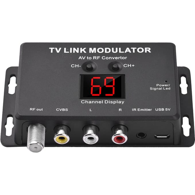 Modulateur TV LINK TM80, convertisseur AV vers RF noir