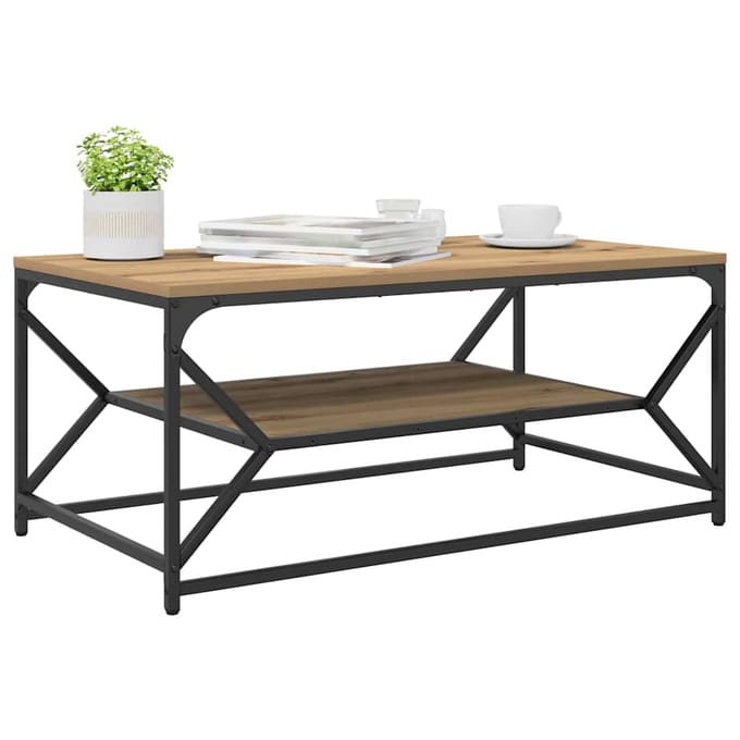 vidaXL - Salontafel - Artisan - Eiken - 90 - x - 50 - x - 40 - cm