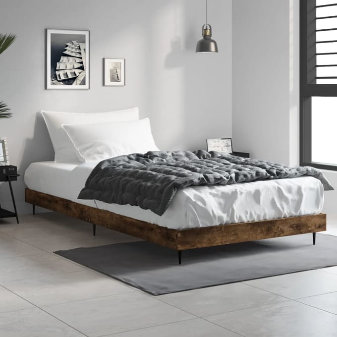vidaXL - Bedframe - zonder - matras - hout - gerookt - eikenkleurig - 100x200 - cm