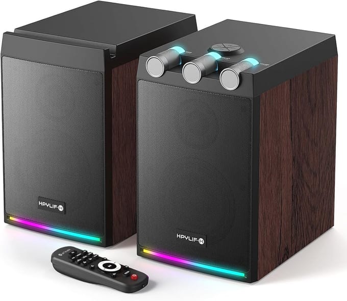 Actieve Bluetooth Plankluidspreker 2.0 - 100 Watt Houten Behuizing met RGB-verlichting