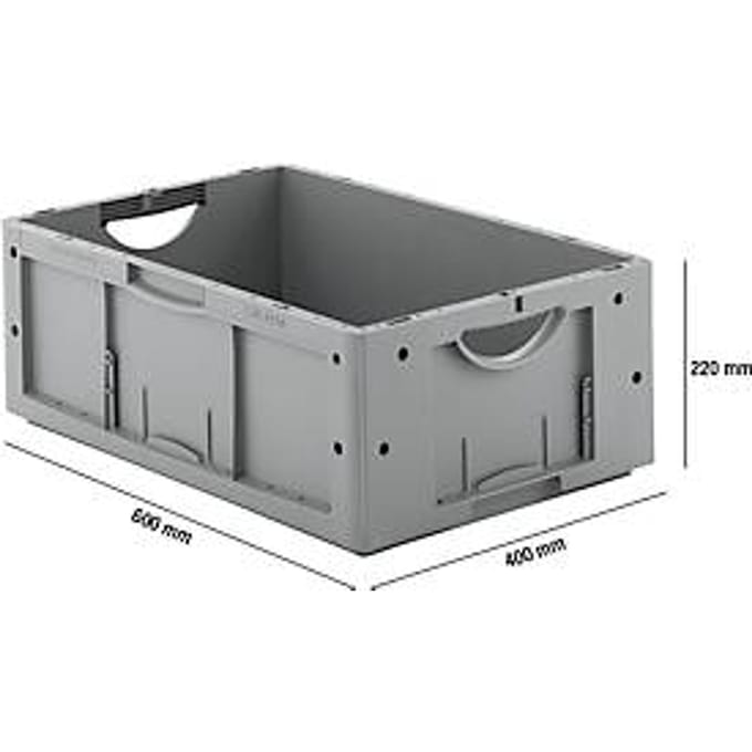 Eurobox serie LTB 6220, van PP, inhoud 41 l, zonder deksel, grijs