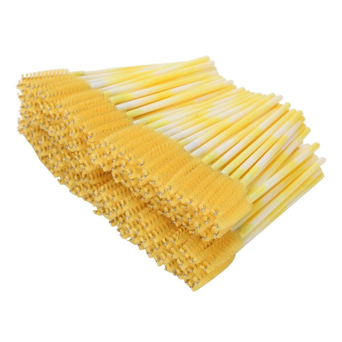 200 stuks Wegwerp Draagbaar Wimperborsteltje Reis Mascara Wimperborstel Make-up Tool Accessoire Geel geel