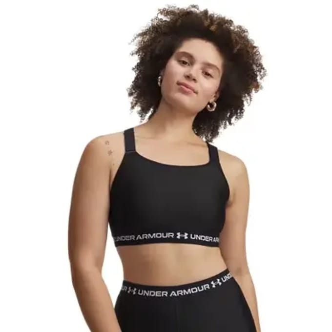 Under Armour HeatGear High Sport-bh Dames-zwart, wit
