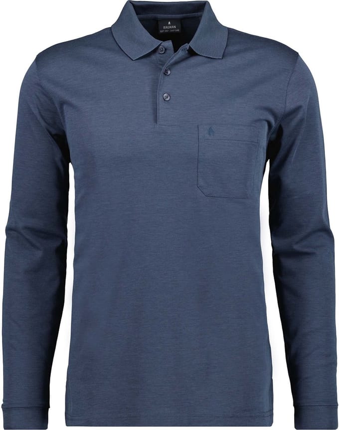 Ragman Poloshirt Soft Knit Polo Knopf Langarm