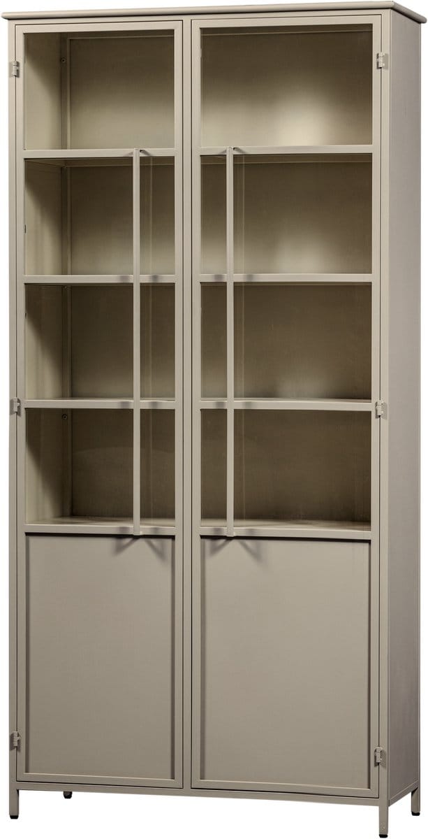 WOOOD Exhibit 2-deurs Vitrinekast XL - Metaal - Zand - 200x99x44