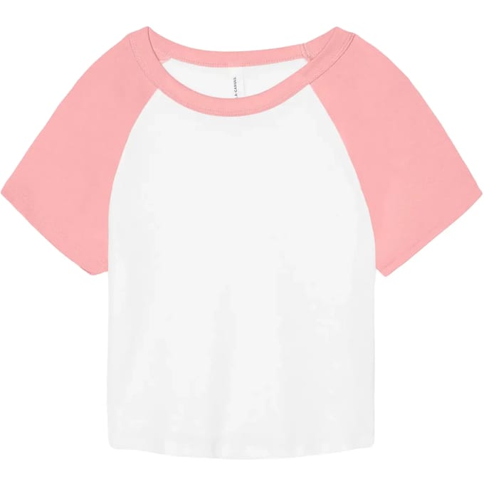 Bella+Canvas Women´s Micro Rib Raglan Baby Tee BL1201 - White/Pink - M