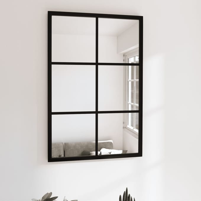 vidaXL - Wandspiegel - 60x40 - cm - metaal - zwart