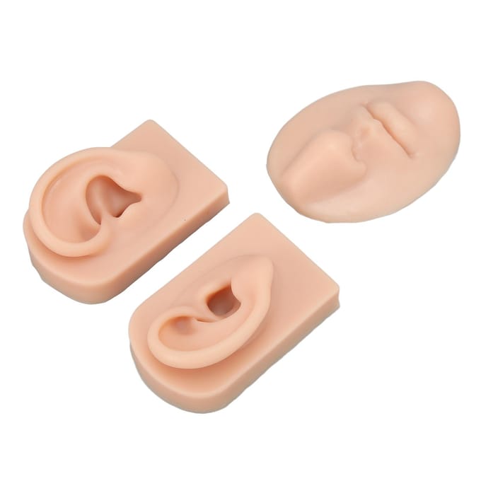 3D Neus- en Mondmodel Siliconen Oormodel Simulatie Display Requisieten voor Piercing Hechtingsoefening beige