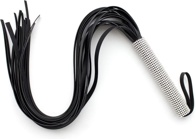 Smart Moves - PU Flogger met Diamantjes Handvat - 70 cm - Zwart