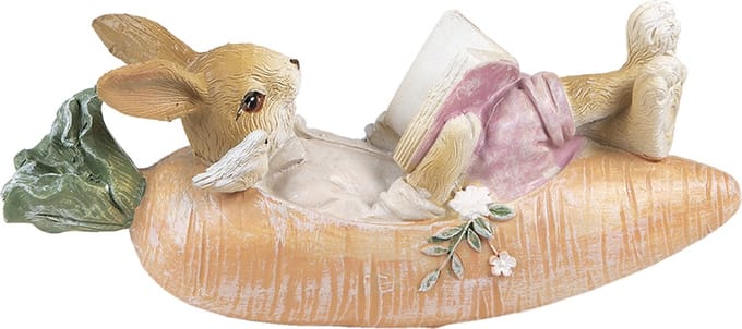 Clayre & Eef Beeld Konijn 14x5x6 cm Oranje Paars Polyresin Woonaccessoires
