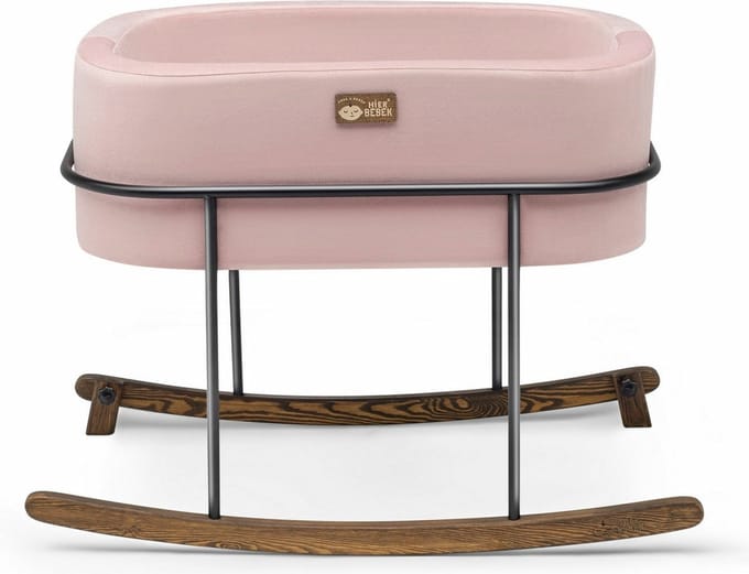 Asir Wieg - Roze Zwart - 90 x 70 x 58 cm - Inclusief matras