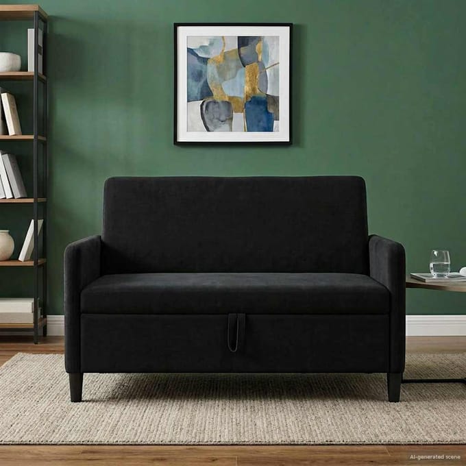 vidaXL - Sofa - met - Opbergruimte - Zwart - 122 - x - 78 - x - 87 - cm - Polyester