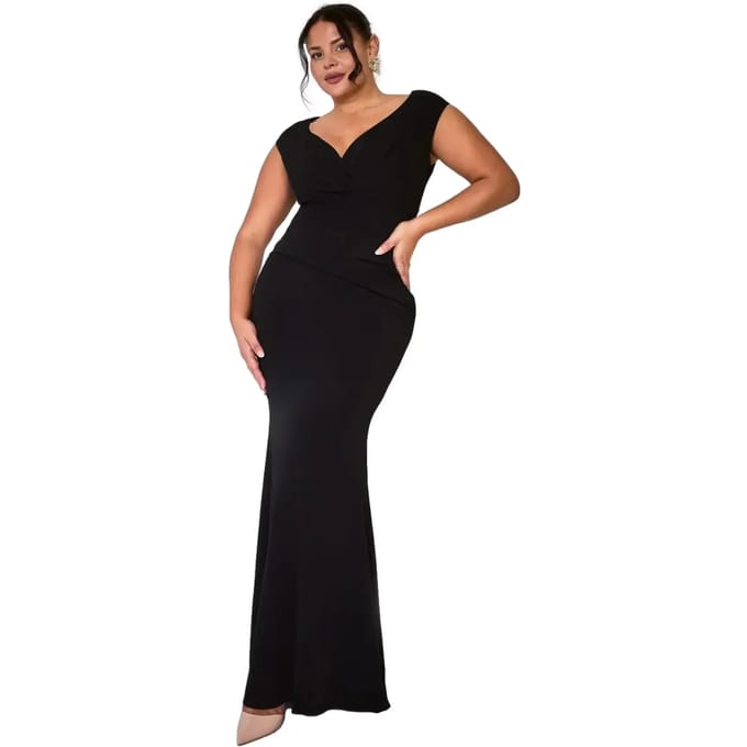 Damesjurk met plooi Goddiva Bardot Maxi