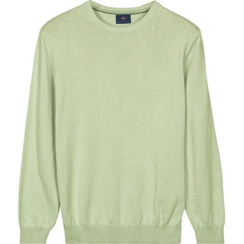Baileys Trui Crew Neck Solid Color Cotton Knit Misty Green / male
