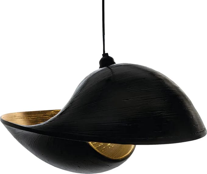 Handmade Design Hanglamp woonkamer slaapkamer Bamboe zwart Schelp 50 cm