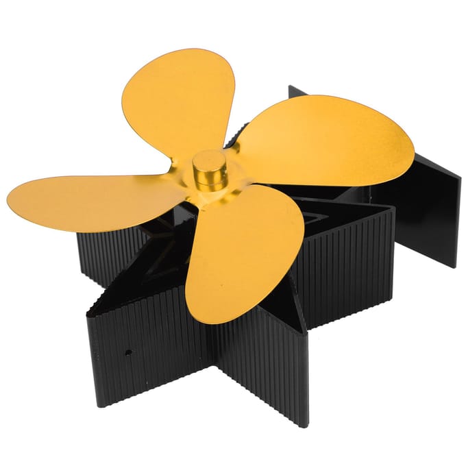 4-blads thermische ventilator voor houtkachel/open haard, accessoire voor warmteverdeling, goudkleurig