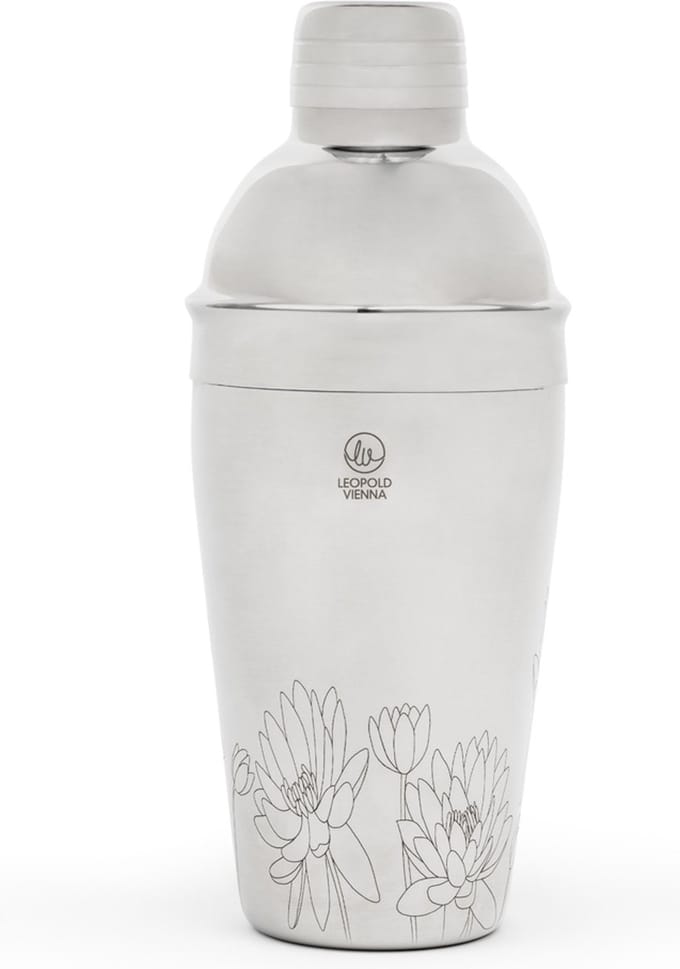 Leopold Vienna - Cocktail shaker 500ml RVS Flowers - shakebeker - met lasergravure