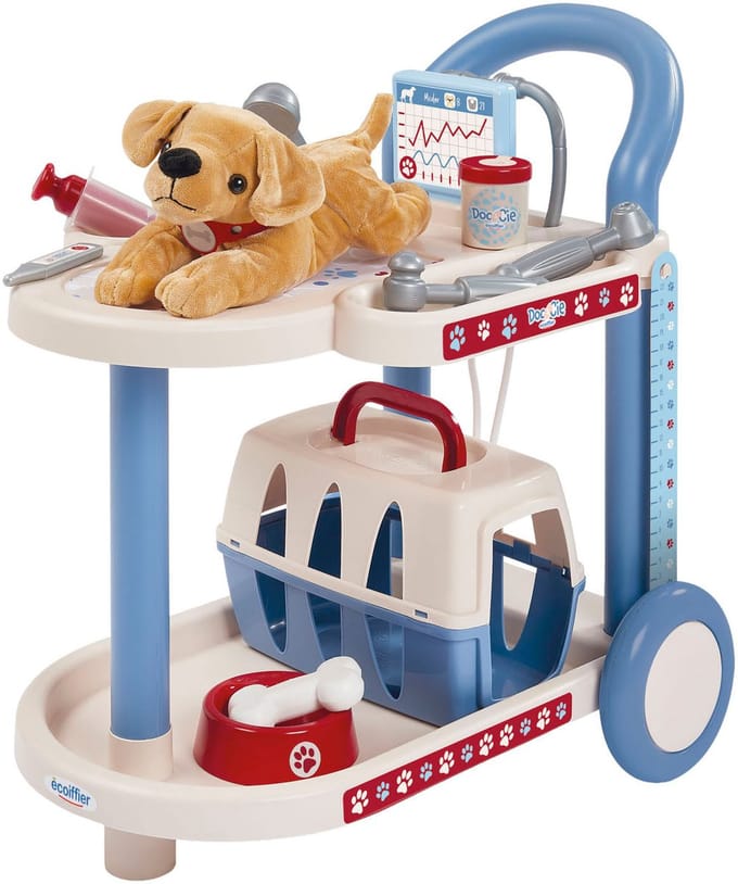 Ecoiffier Doc Cie Dierenartsen Trolley met Hond - 14dlg.