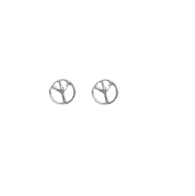 Behave Oorbellen stekers peace teken zilver kleur 1 cm