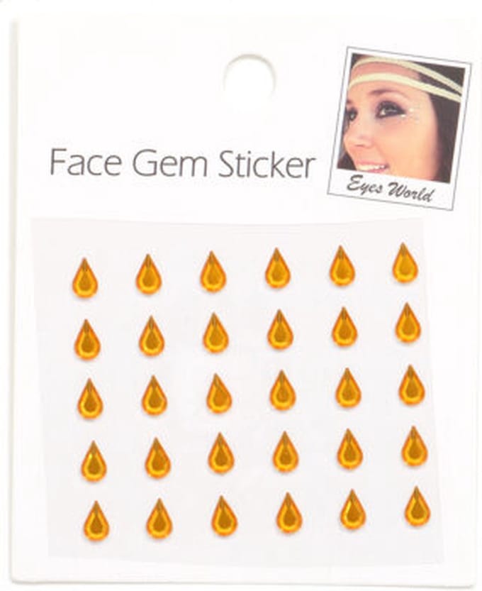 Face en Body - Opplak Steentjes - Tranen - Oranje-Goud