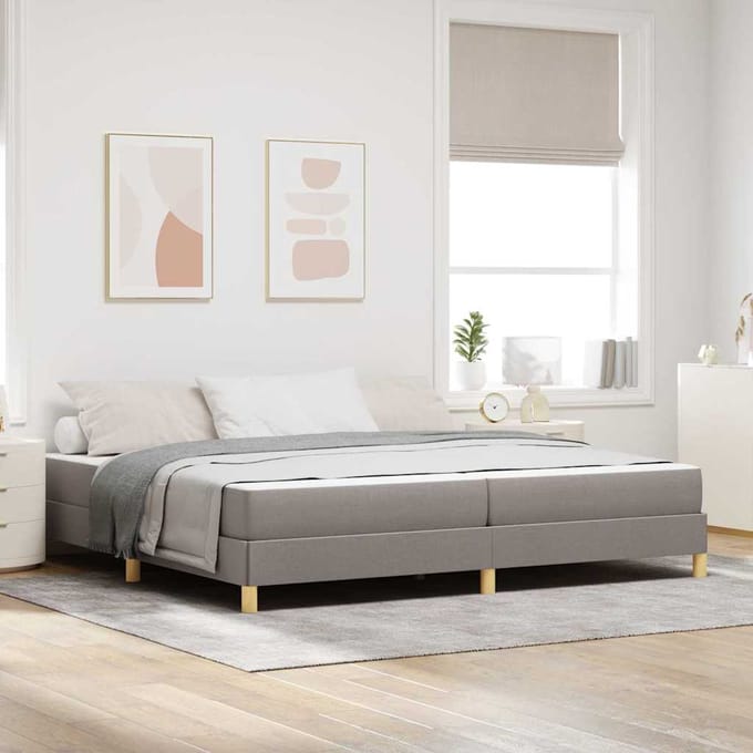 vidaXL - Boxspring - bed - Taupe - 200 - x - 200 - cm - Stof