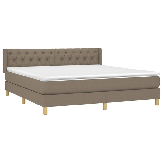 vidaXL - Boxspring - met - matras - stof - taupe - 160x200 - cm