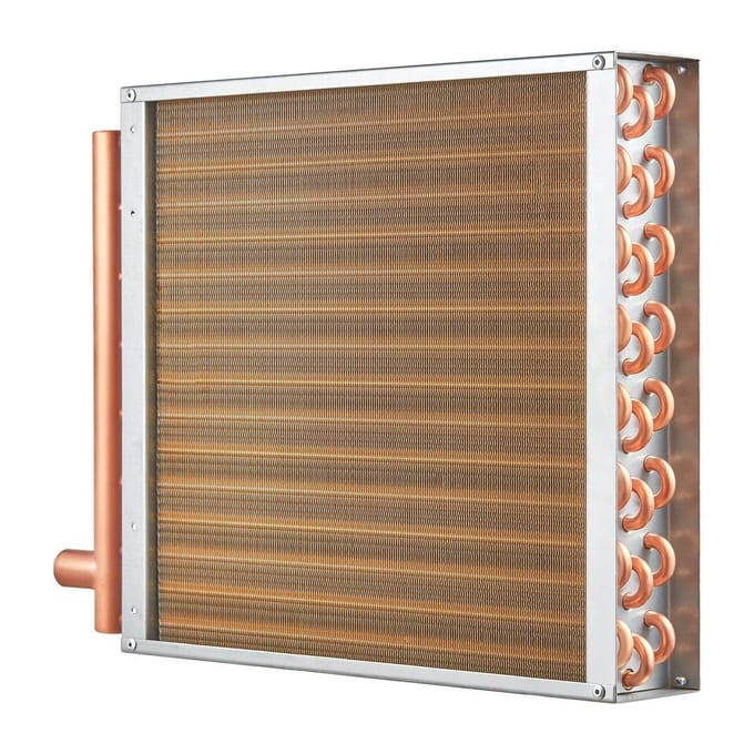 16 x 16  Warmtewisselaar Water naar Lucht 3-Rijig 3/8  Koperen Poorten 193 Vinnen