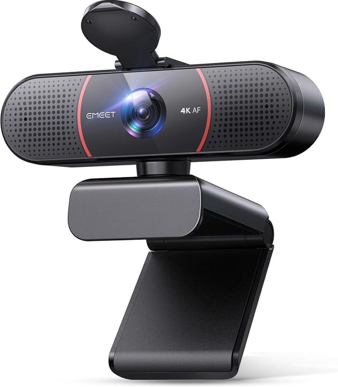 4K Webcam - PC Camera - Videoconferenties - Automatische Lichtcorrectie - 73 Graden - Zwart