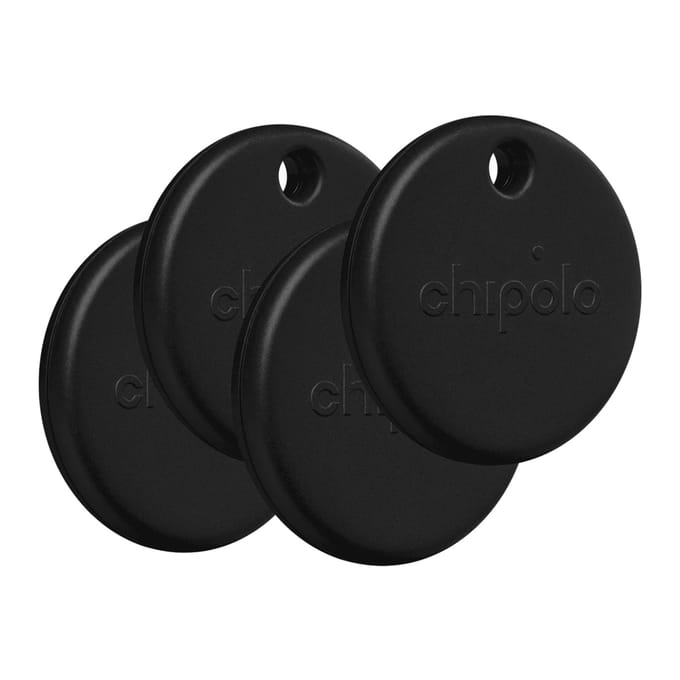 Chipolo POP - Bluetooth Tracker & KeyFinder - Werkt met Apple Find My & Android Find My Device - Tracker Apple iPhone & Android - 120 dB - Zwart - 4 Pack