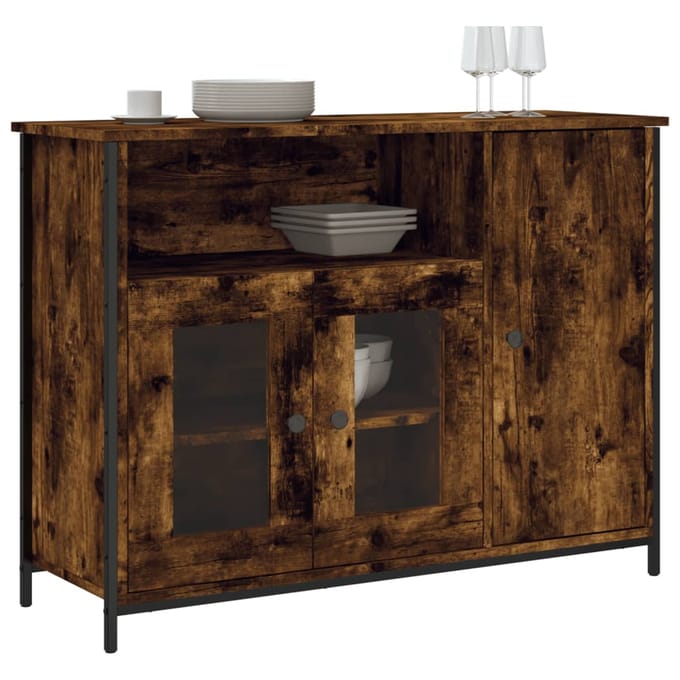 vidaXL - Dressoir - 100x35x75 - cm - bewerkt - hout - gerookt - eikenkleurig