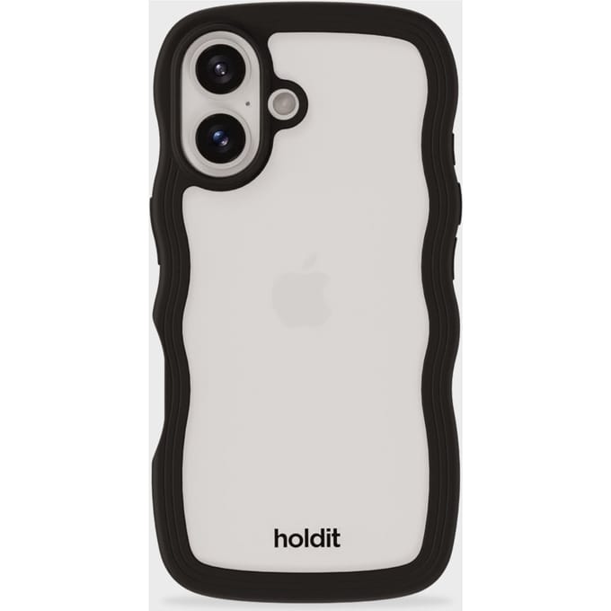 Holdit Wavy Case geschikt voor Apple iPhone 16 - Black / Transparent