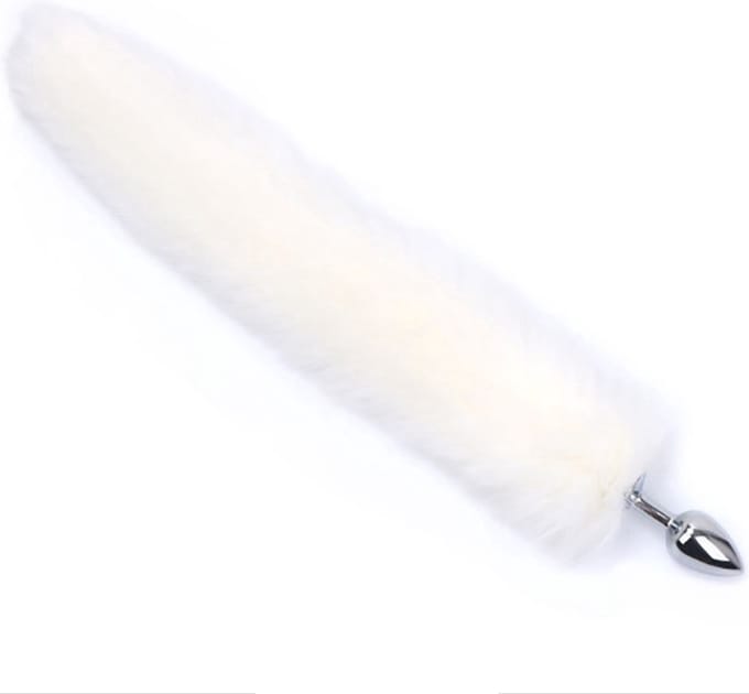 Jumada's - Kleine buttplug - lange staart - 75 cm - wit - maat S - anaal plug met witte staart