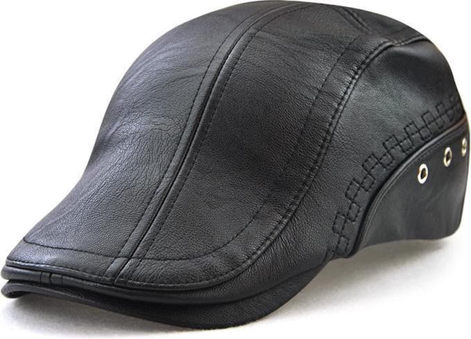 Flatcap - Platte pet - Nep leer - Verstelbaar - Zwart