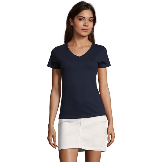 SOLS Dames/Dames Imperial V Hals T-shirt (Franse marine)