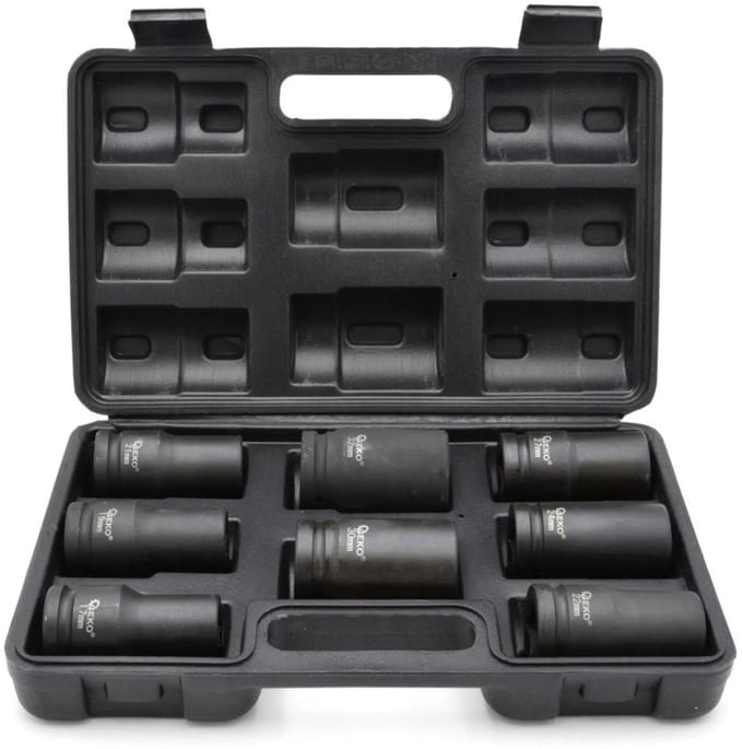 GEKO Impact dopsleutelset - 6-punts - Cr-V staal - 8-delig - 17-32 mm