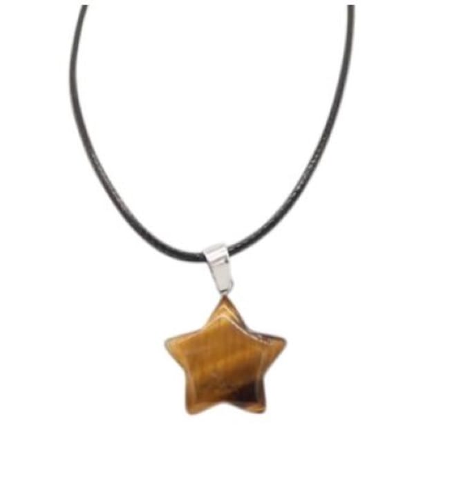 Gothic ketting - Heks - Wicca - Punk - Ster steen tijgeroog