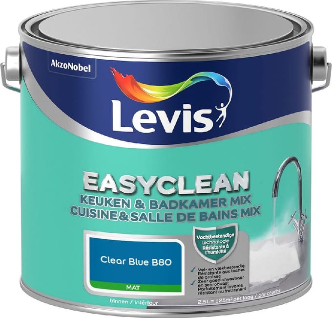 Levis - Easyclean Keuken & Badkamer Mix - Clear Blue B80 - Mengverf - 2,5 L