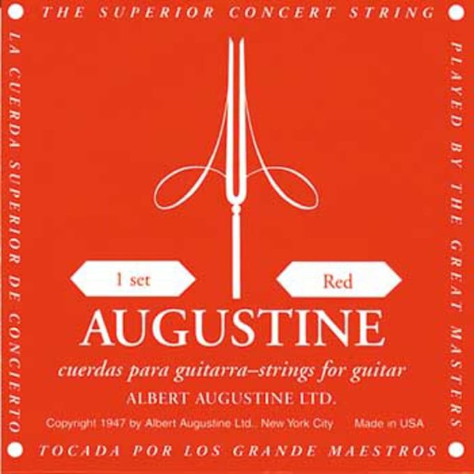 Snarenset klassieke gitaar - Augustine AU-CLRD - Red - Regular trebles - Medium tension basses