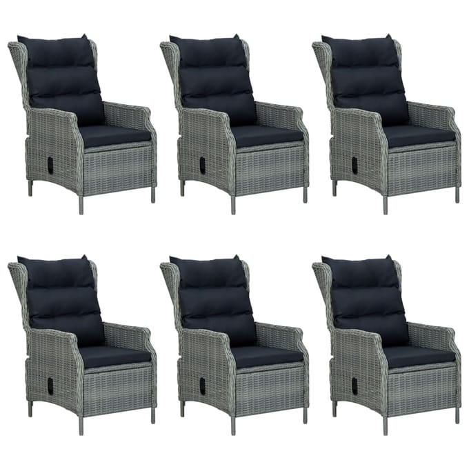 vidaXL - 7-delige - Tuinset - met - kussens - poly - rattan - lichtgrijs