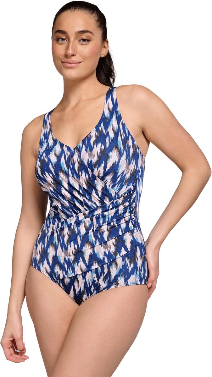 Ten Cate badpak soft cup v-neck ikat blue voor Dames | Maat 50