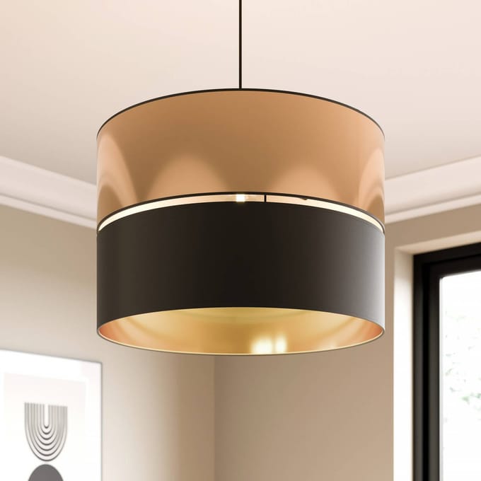 TK Lighting Hanglamp Hilton, zwart/goud, 1-lamp